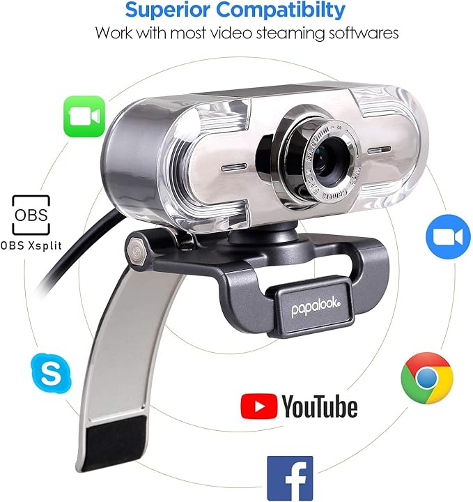 papalook PA452 Full HD 1080P Webcam with Microphone, Plug and Play USB Web Camera 65° View Angle for PC Computer Laptop Video Calling Online Class YouTube Zoom Meeting Teams, Compatible with Windows