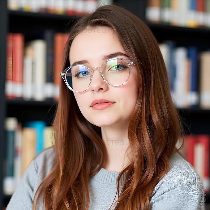 HJSTES Vintage Blue Light Glasses for Women Men Round Bluelight Blocking Glasses Thick TR90 Frame Eyeglasses