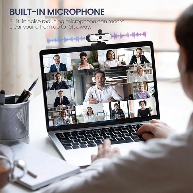 USB HD 1080P Video Webcam and Wide Angle Camera with Built-in Microphone and Rotatable Tripod,for Laptop Computer or Desktop PC,Great for Live Streaming.Calls.Video Conferencing -1 (White)