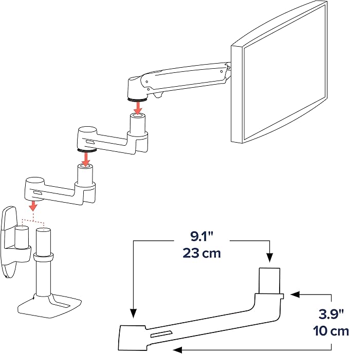 Ergotron – LX Monitor Arm Extension – Add-on for LX Desk and LX Wall Monitor Arms, LX Keyboard Arm – White