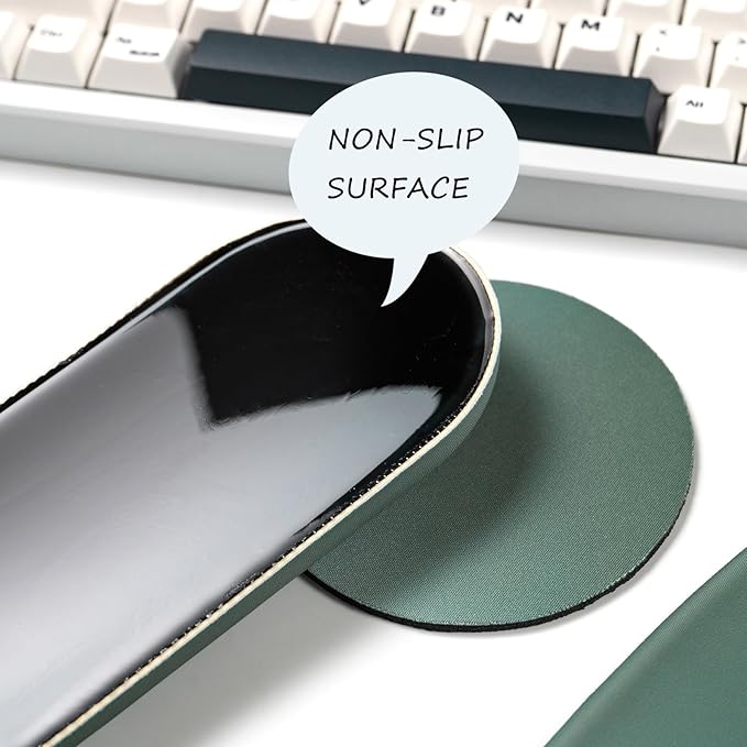 Ergonomic Mouse Pad and Keyboard Wrist Rest Set, Keyboard and Mouse Pad, Mouse Wrist Support, Non-Slip Coaster, Comfort & Support for Typing and Gaming,Reduces Fatigue (3, Green)
