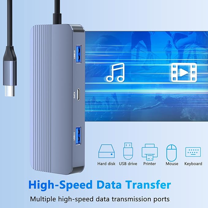 USB C Docking Station Dual HDMI, 4K@60Hz 8 in 1 Docking Station Dual Monitor for Mac/Dell/HP Laptop, HDMI Splitter for Dual Monitors, Double HDTV USB C Hub Multiport Adapter with USB/PD/SD/TF