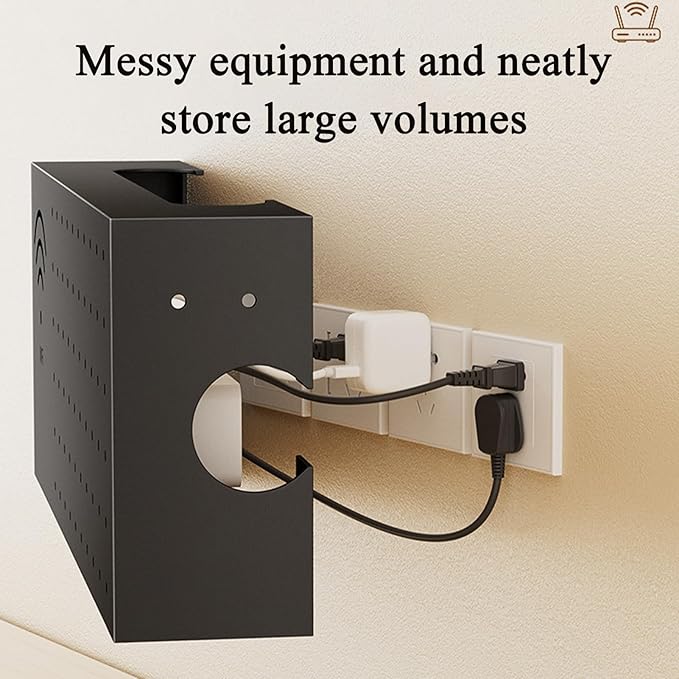 Wifi Box Hider - 1570gMount Organizer, Sleek Home Organization Solution, Carbon Steel Modem | Router Storage Box For Electronics, Network Outlet, Cable Management, TV, Desktop, Living Room, Book Baske