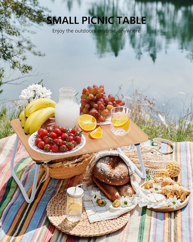 Laptop Bed Desk, Foldable Lap Desk, Portable Laptop Stand, Lightweight & Mini Table for Breakfast/Picnic/Drawing/Couch/Floor - Wood