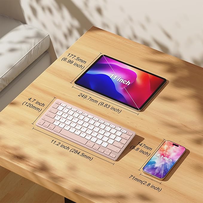 OMOTON Bluetooth Keyboard Compatible with iPad A16 11th 10th Generation, iPad 10.2 (9th/8th/7th), iPad Pro 13/12.9/11 inch, iPad Air/Mini and More iOS Devices, Pink & Pearl White