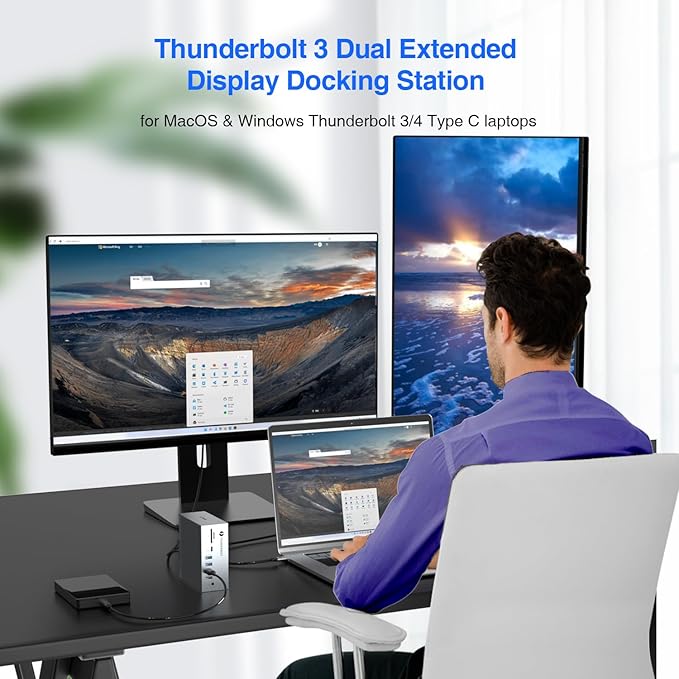 Tiergrade Thunderbolt 3 Dock, 18-in-1 Thunderbolt 3 USB C Docking Station with 8K DP, 1 Gbps Ethernet, USB-A 10Gbps, USB-C 3.2, SD/TF, Audio, Optical Out