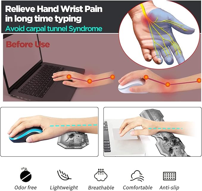 Ergonomic Mouse Pad with Wrist Support Gel and Keyboard Wrist Rest Set + Coaster, Cute Mouse Pads Non Slip Rubber Base Mousepad for Computer Laptop Home Office Working Gaming,Highland Cow Ox Cattle