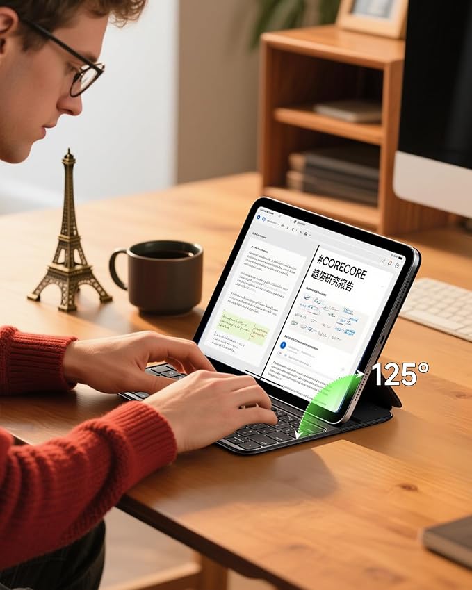 HOU Slim Bluetooth Keyboard Case for iPad Air 11 inch M4/M3/M2(2026/2025/2024), Air 5th/4th, Pro 11 (1st-4th Gen), Smart Folio, Magnetic Stand (2 Angles), Magnetic Charging, Synthetic Leather, Black