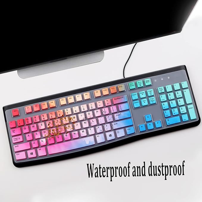 Keyboard Cover for Logitech K120 & MK120 Ergonomic Desktop USB Keyboard Ultra Thin US Layout Protective Skin-Colorful