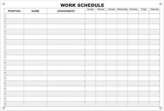 Large Work Schedule Board for Wall,24x36 Inch Reusable Week Employee Scheduling White Board,Job Planning Whiteboard Dry Erase Weekly Work Calendar for Property Hospital School & Restaurant