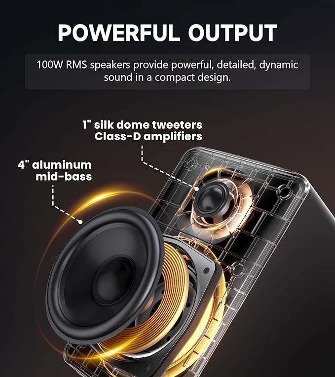 Edifier M90 Computer Speakers, 100W RMS Desktop Speakers, Hi-Res Audio, LDAC,Bluetooth 6.0 Compact Speaker, HDMI eARC/Optical/USB-C/AUX Input, SUB Out Powered Speakers, Remote Control for TV/PC-Black