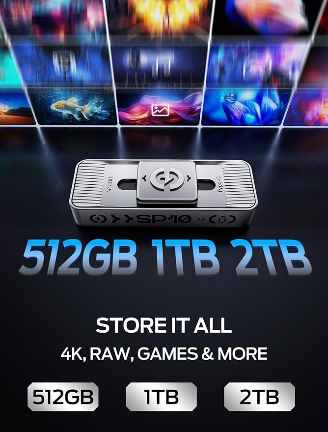MOVE SPEED 2TB 1050MB/s Read High-Speed External Drive Dual USB 3.2 & Type-C Ports for Mac, iPad, Android - Ideal for Creators, Photographers, Fast File Transfer