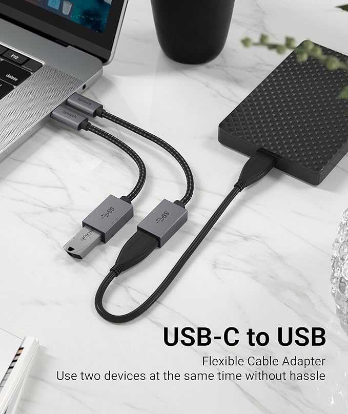 Syntech USB C to USB Adapter, 2 Pack USB C to USB 3, 10Gbps Type C, Thunderbolt 3 to USB Female Adapter OTG Cable Compatible with iPhone 17/16/15 Pro Max, iPad mini 6, MacBook Pro/Air/Neo, Space Gray