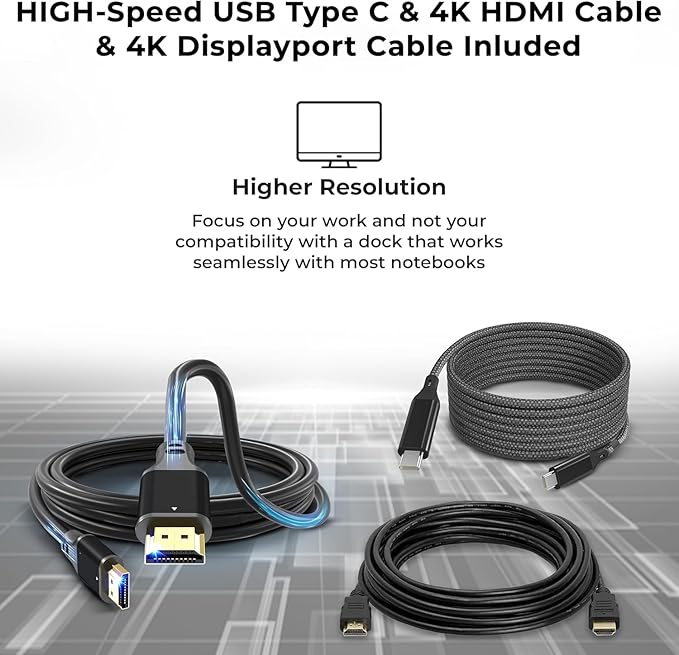 Lenovo 40AN0135US Thunderbolt 3 Dock - Gen 2 Dual UHD 4K Display with 135W Power Adapter, Thinkpad Lenovo Docking Station Dual Monitor with HDMI, DisplayPort, Thunderbolt Cable, Cloth