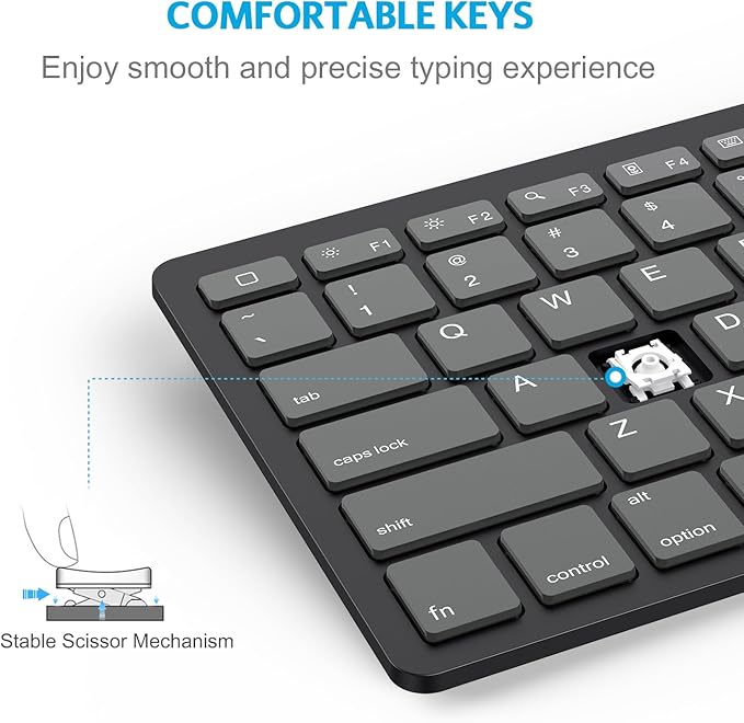 OMOTON Bluetooth Keyboard Compatible with iPad A16 11th 10th Generation, iPad 10.2 (9th/8th/7th), iPad Pro 13/12.9/11 inch, iPad Air/Mini and More iOS Devices, Graphite Black & Gray