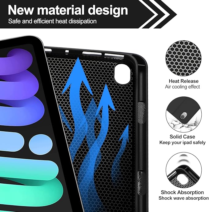 BORIYUAN iPad mini 7th Gen 2024 (A17 Pro) & iPad mini 6 Keyboard Case 2021, Detachable Wireless Keyboard, 7 Color Backlit, Slim Folio Cover with Pencil Holder for iPad mini 7th/6th Gen 8.3 inch Black