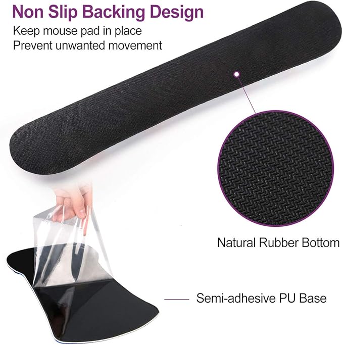 ToLuLu Keyboard Wrist Rest Pad Ergonomic Mouse Pad Set, Mouse Pad for Computer Laptop, Non Slip Mousepad Keyboard Wrist Support with Raised Memory Foam for Easy Typing Pain Relief, Purple Butterfly