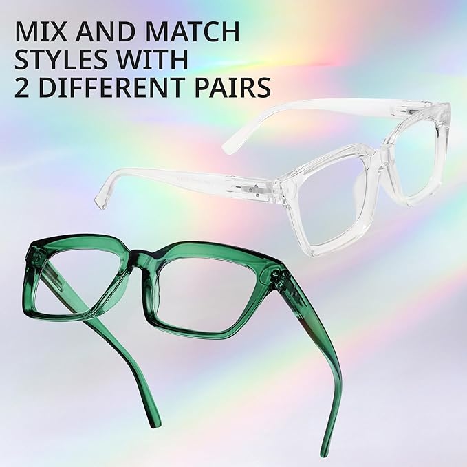 IBOANN Oversized Blue Light Glasses for Woman, Funky Fashion Glasses With Preppy Look, Reduce Screen Fatigue Computer Glasses