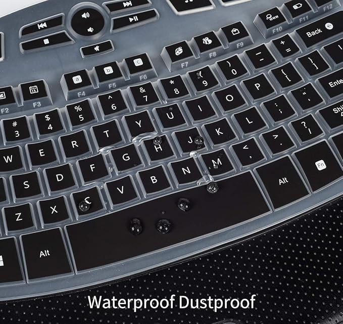 CaseBuy Keyboard Cover Compatible with Logitech K350 MK550 MK570 Wireless Wave Keyboard Accessories, K350 MK550 Keyboard Silicon Protector Skin, Black