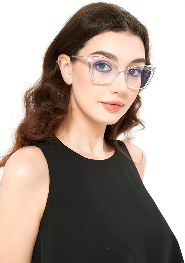 Blue Light Blocking Glasses for Women, Oversized Trendy Cat Eye Computer Gaming Glasses Anti Glare & UV Glare RF6204 (Leopard Cateye Frame)