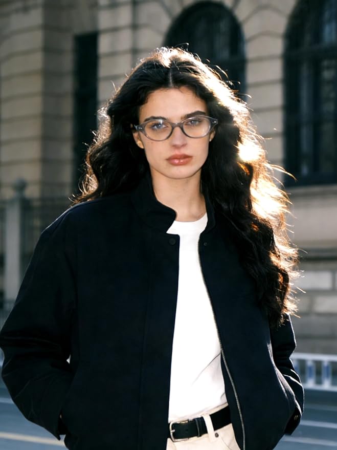 TIJN Lyssa Blue Light Glasses for Women Men,Retro 90s Oval Cat Eye Frame Eyeglasses,Lightweight TR90 Computer Gaming Eyewear