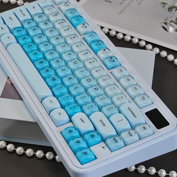 Sumgsn 132 Keys PBT Blue Jelly Keycaps Moa Profile Keycaps Set Fit for 61/64/87/104/108 Cherry Mx Switches Mechanical Keyboard
