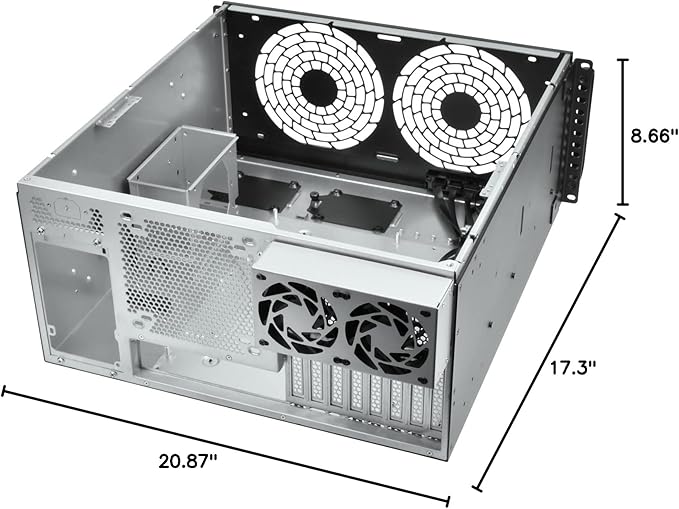 Silverstone Technology RM51 5U Rackmount Server Chassis with Dual 180mm Fans and Enhanced Liquid Cooling Capability, SST-RM51