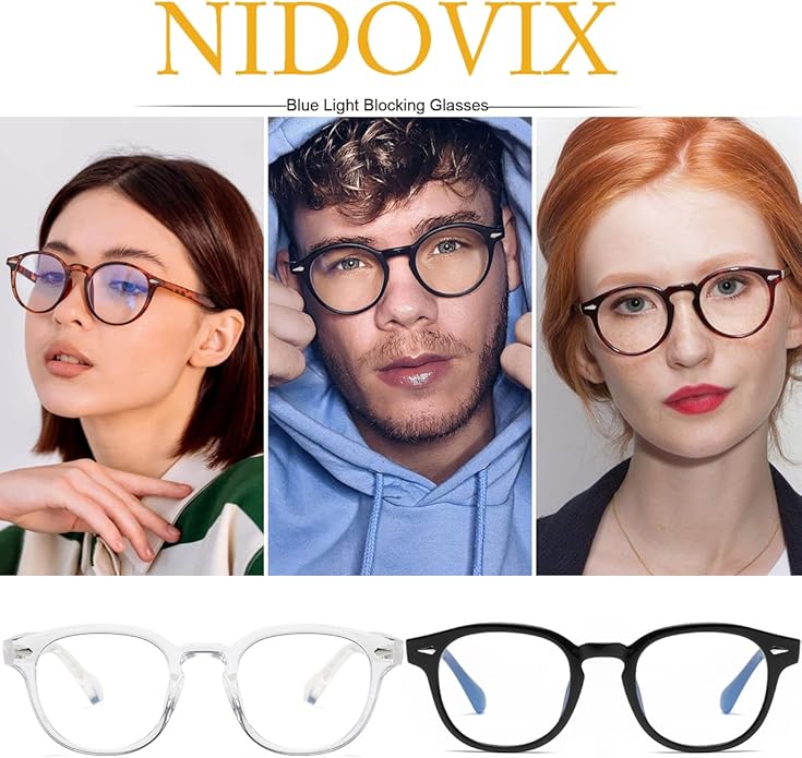 NIDOVIX Retro Round Blue Light Blocking Glasses for Men Women, Vintage Frame Non-prescription Computer Reading Eyeglasses