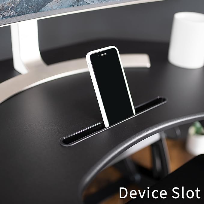 VIVO 43 inch Corner Height Adjustable Cubicle Stand Up Desk Converter, V Series, Quick Sit to Stand Tabletop Dual Monitor Riser Workstation, Black, DESK-V000VC