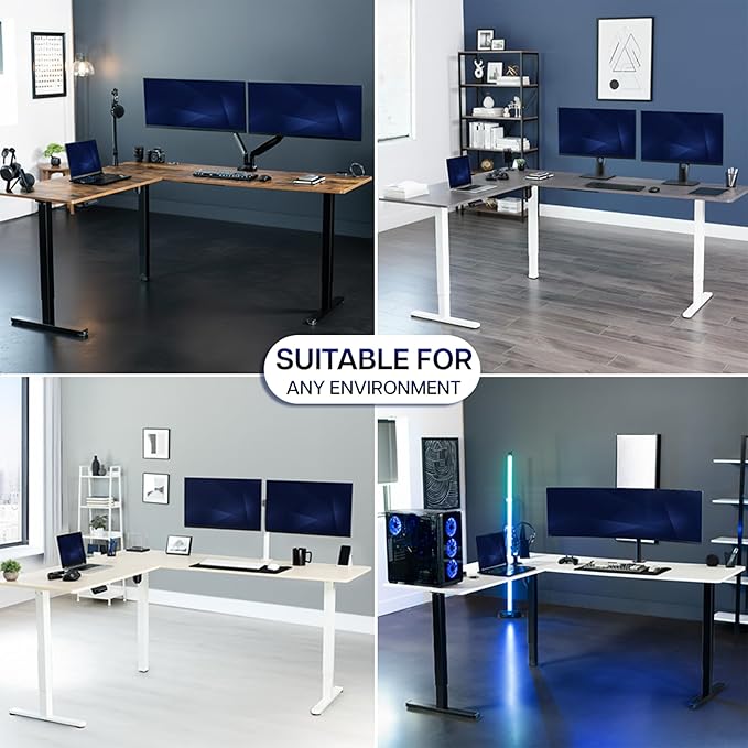 VIVO Medium Electric Single Motor Height Adjustable 3-Leg Corner Desk Standing Frame, Holds up to 225 lbs, Sit Stand L-Shaped Motorized Legs Only, Gray, DESK-E355G