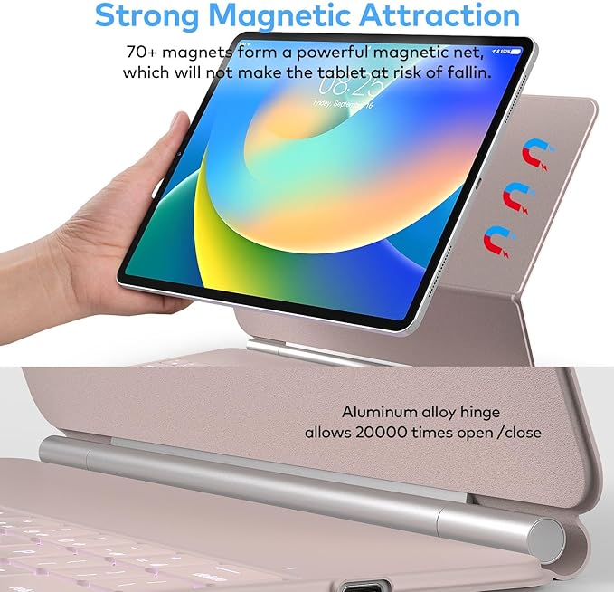 Keyboard Case for iPad Air 13 (M3 2025 / M2 2024) and iPad Pro 12.9 inch 6th / 5th / 4th / 3rd Generation – Magic-Style Magnetic Keyboard Case with Multi-Touch Trackpad – Floating Cantilever Stand