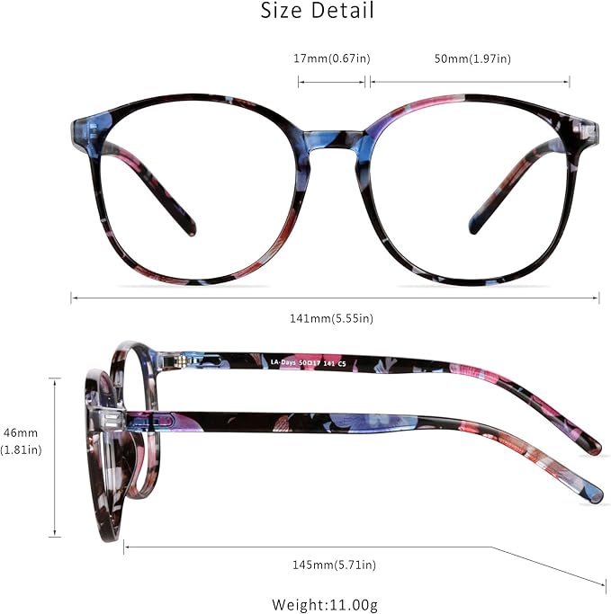 LifeArt Blue Light Blocking Glasses, Anti Eyestrain, Computer Reading Glasses, Gaming Glasses, TV Glasses for Women Men, Anti Glare (Floral, 2.50 Magnification)