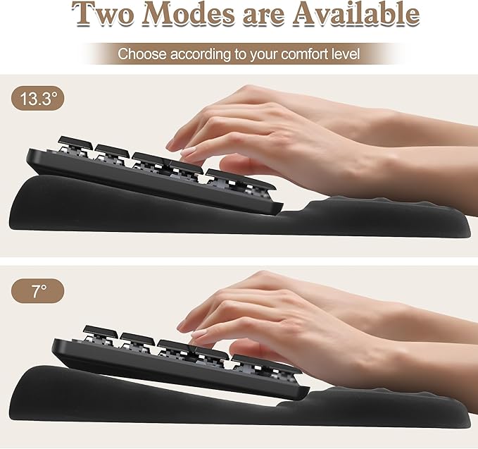 HONGZHONG Keyboard Stand with Wrist Rest, Extra Large Computer Wrist Support Pad, Comfy Ergonomic Keyboard Riser Holder for Relieve Hand Pain, Black (Wave Type)