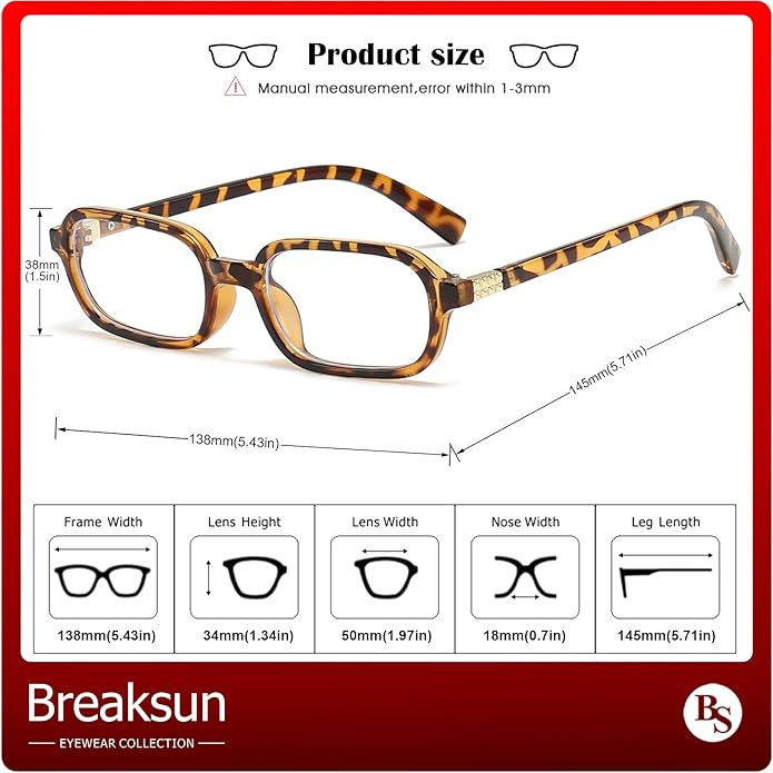Retro Rectangle Glasses for Women Men Small Square Blue Light Blocking Glasses Vintage Eyeglasses