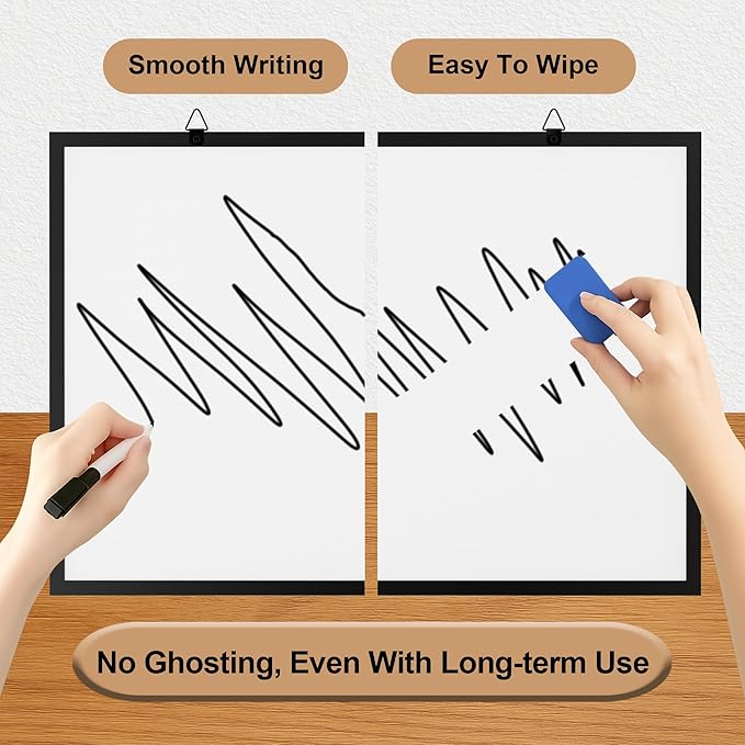 Monthly Calendar Dry Erase Board 16x12 Inch, Double-Sided Whiteboard and Corkboard Combo with Black Aluminum Frame (Color Calendar), Wall Mounted Organizer with Markers, Magnets, Push Pins, Eraser