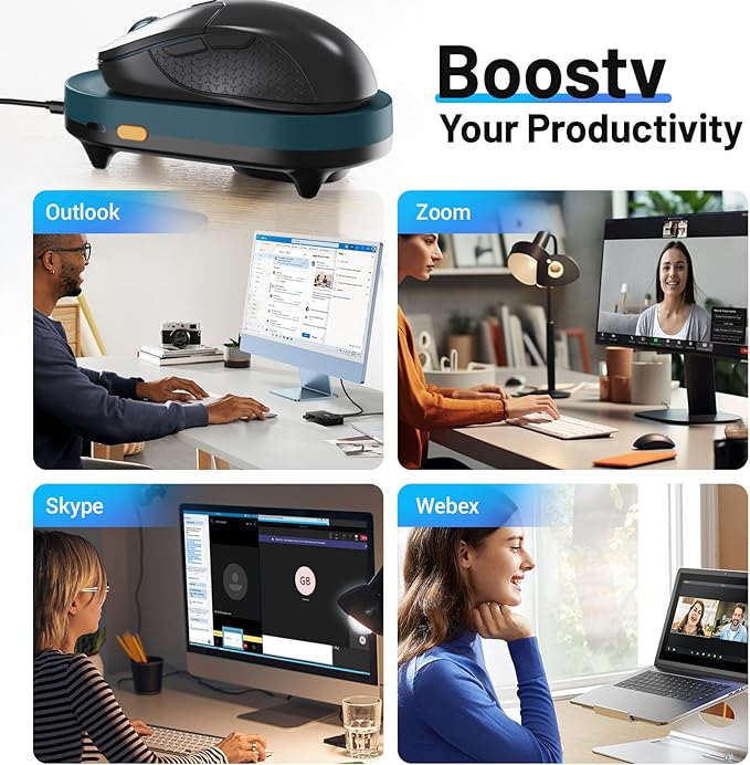 HONKID Undetectable Mouse Mover Jiggler with ON/Off Switch and USB Port Drive-Free,Simulate Physical Automatically Mouse Movement,Prevent Computer Laptop Inactive/Lockdown(Light Blue)
