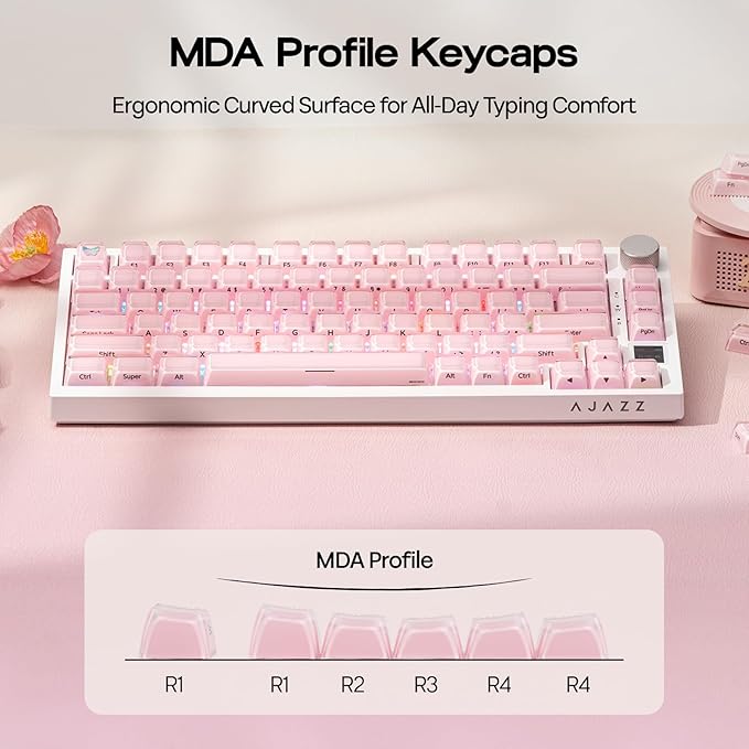 EPOMAKER Lusterfly Jelly Keycaps Set - 123 Keys Double-Shot Laser Engraved, MDA Profile, ABS+PC, Non-Shine-Through, MX-Compatible for 61/68/84/87/98/100/104-Key Mechanical Keyboard (Pink)