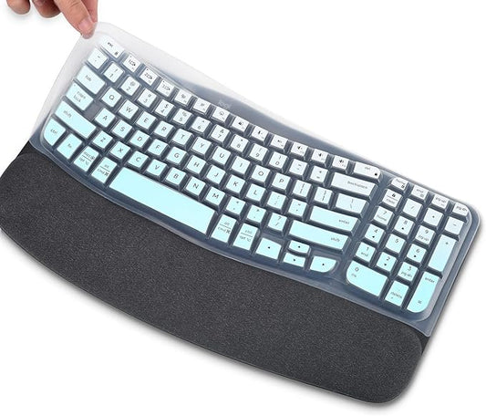 Keyboard Cover Skin for Logitech Wave Keys MK670 Combo Wireless Ergonomic Keyboard Skin, Logitech Wave Keys Wireless Ergonomic Keyboard Cover Protector Skin Accessories, Ombre Mint