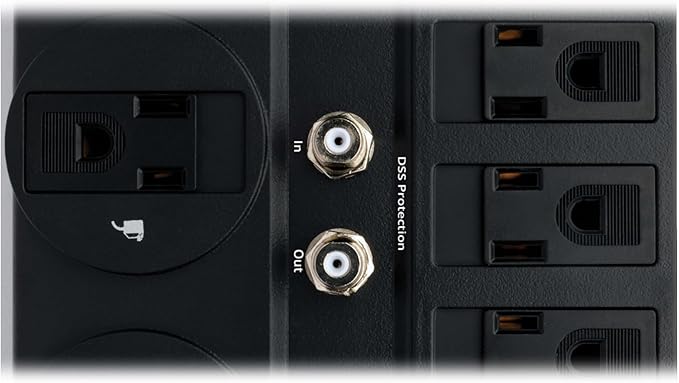Eaton Tripp Lite TLP1208TELTV Home Theater Surge Protector Power Strip, 12 Outlets, Flat Plug 8ft Extension Cord, 2160 Joules| Coax and RJ11 Ports for Phone Land Line, TV, and WiFi Router Protection