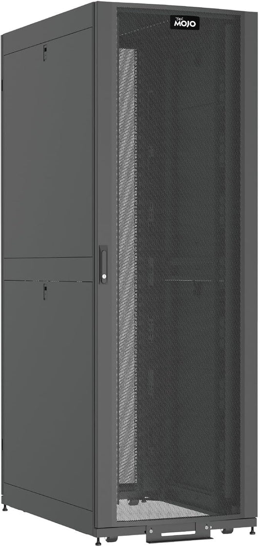 Tecmojo 47U Server Rack Cabinet - PRE-Assembled 24inch Width 48inch Depth IT Network Equipment Cabinet Rack Enclosure with Casters - 3000lbs Weight Capacity,Black
