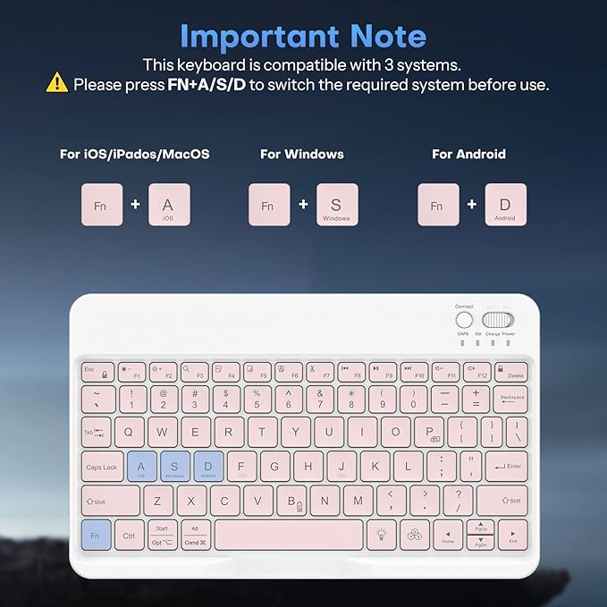 OMOTON Bluetooth Keyboard for Tablet/Android/Windows/iOS, with 7 Colors Backlight Rechargeable Wireless Mini Keyboard for Galaxy Tab A9+ / S9 FE / S10 / S11 / A11 Series etc, Pink