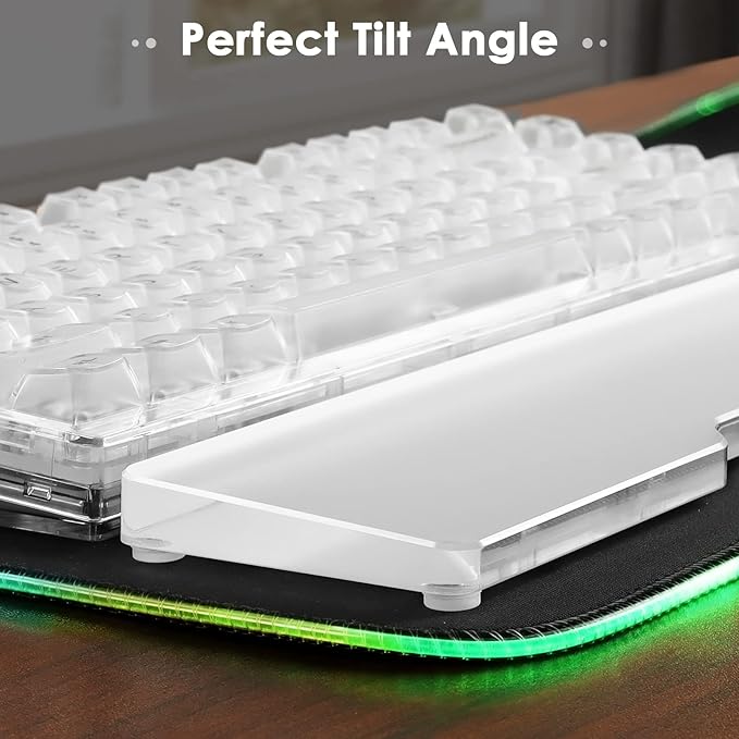 Acrylic Gaming Keyboard Wrist Rest Pad,Clear Wrist Rest for Computer Keyboard,Office,PC Gaming,Laptop,Mac,Comfortable,Lightweight,Ergonomic for Easy Typing Pain Relief-Length 14.17 inch