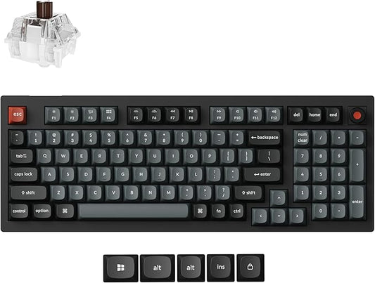 Keychron V5 8K 96% Compact Mechanical Keyboard, 8000 Hz Polling Rate Hot-Swappable QMK/VIA Programmable Wired Keyboard with Numpad & Knob, RGB Backlit, Ergonomic for Mac Windows Linux-Brown Switch