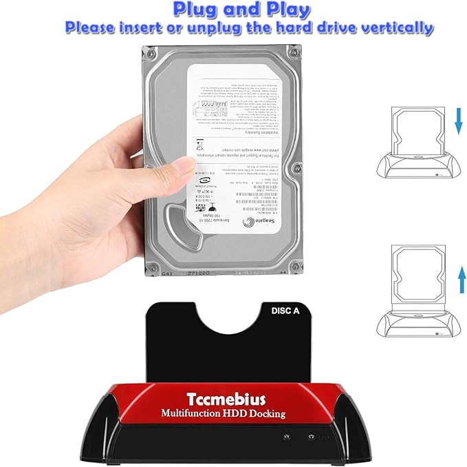 USB 3.0 Hard Drive Docking Station, TCC-S868-US USB 3.0 to 2.5 3.5 Inch SATA IDE Dual Slots Reader External Enclosure, for 2.5" 3.5" IDE SATA I/II/III HDD SSD