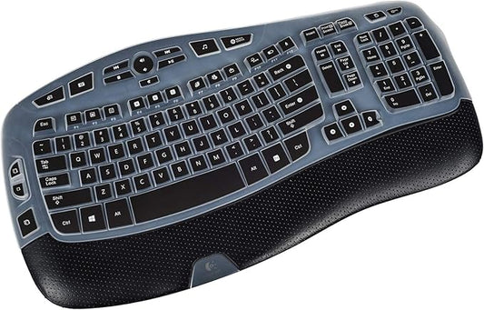 Keyboard Cover for Logitech K350 MK550 MK570 Wireless Wave Keyboard, Logitech K350 MK550 MK570 Wireless Keyboard Accessories Protective Skin -Black