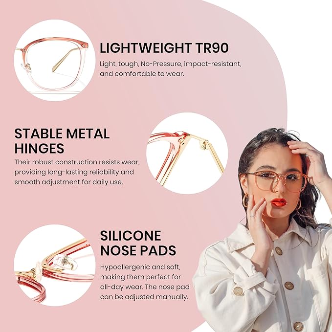 Cyxus Blue Light Glasses for Woman, Stylish Cat Eye Blue Light Blocking Computer Glasses for Working, Laptop and Screen Use