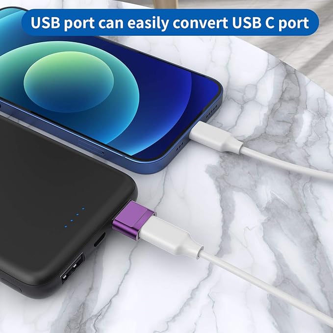 USB C Female to USB Male Adapter (4-Pack),Type C to USB A Charger Cable Adapter for iPhone 11 12 13 14 15 Pro Max,Samsung Galaxy S24 S23 S22 Ultra,Google Pixel 7 6 5,iWatch Watch Series 7 SE,AirPods