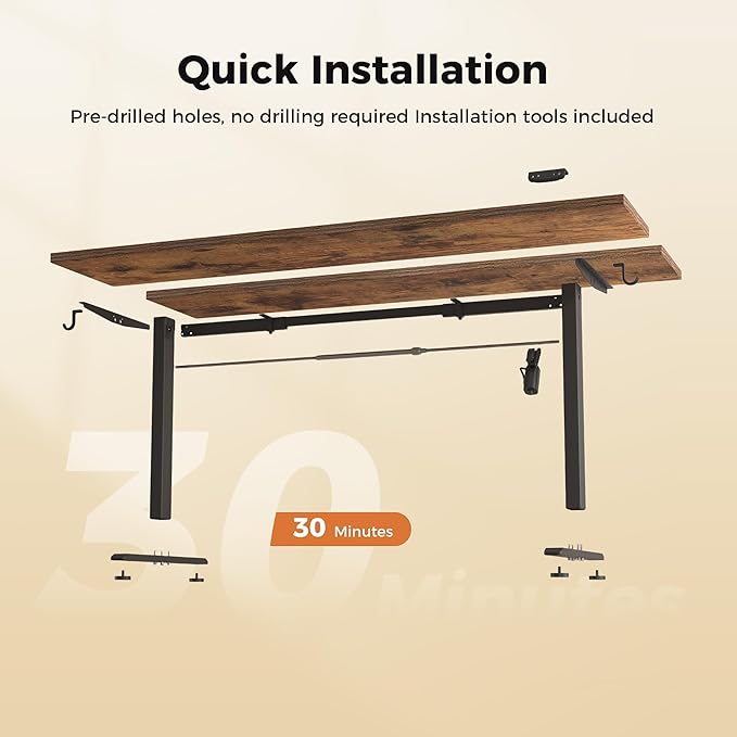 Agilestic Electric Standing Desk, 48 x 24 Inches Height Adjustable Desk, Sit Stand up Desk for Work Office Home, Splice Board, Rustic Brown