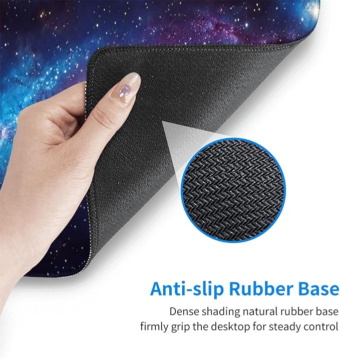 HVEST Galaxy Extended Gaming Mouse Pad, Blue Purple Galaxy Space Desk Mat XL,Large Keyboard and Mouse Pad with Non-Slip Rubber Base and Stitched Edge for Game, Office, Home 31.5'' x 15.7''