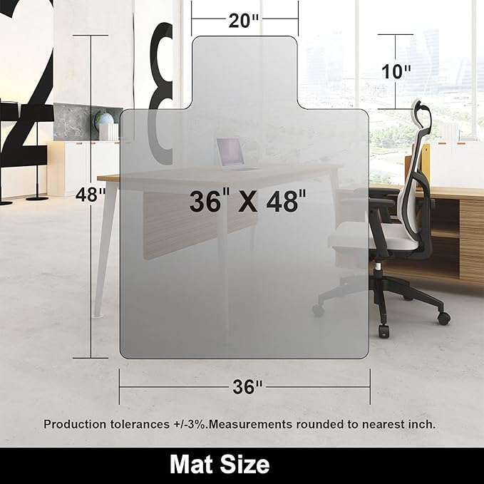 AiBOB Office Chair Mat for Hardwood Floor, 36 X 48 inches, Hard Floor Chair Mats Under Computer Desk, Easy Glide for Rolling Chairs